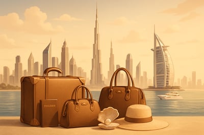 Elegant Dubai skyline with luxury travel elements Elegant Dubai skyline with luxury travel elements